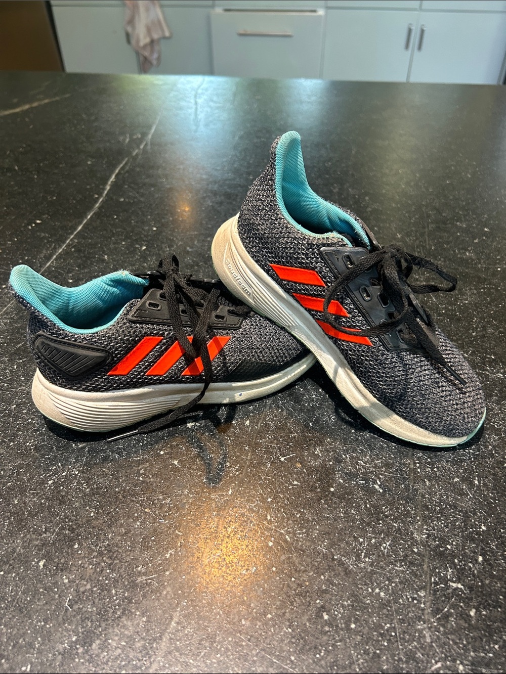 Kids Adidas Sneakers in Charcoal with Orange Accents